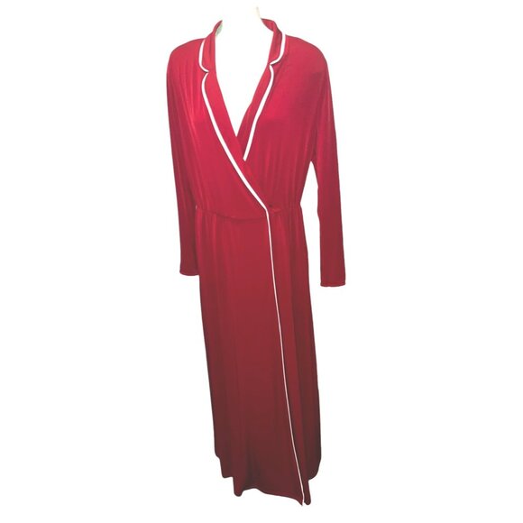 Lane Bryant Glamour VNeck Maxi Robe Wrap Dress Sz 14/16 (XL) Womens Red Long Sle - Picture 4 of 16